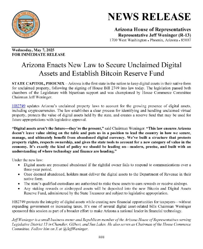 Arizona Strategic #Bitcoin Reserve
